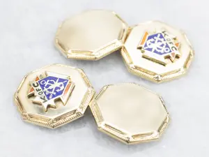 Vintage Gold and Enamel Knights of Columbus Cufflinks