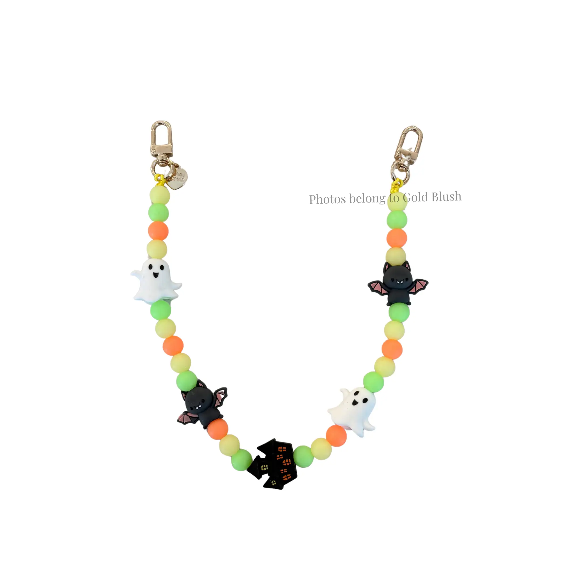 Gold Blush Spooky Glow Bag Chain – Glow-in-the-Dark Silicone Beaded Bag Chain 18" Length