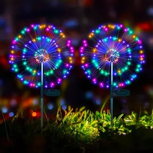 2pcs 300LED Solar Garden Firework Lights Outdoor Decor Street Solar Lamp for Pathway Patio Lawn Yard