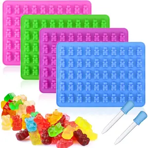 4 count  Bear Mold , Fruit Snack Molds, Gummies Trays Molds with Dropper for Candy