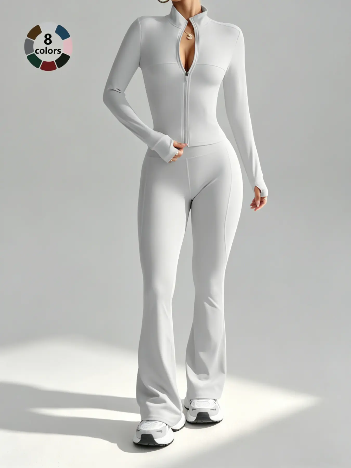 Women's Sporty Two-Piece Set, High Waist Yoga Pants & Long Sleeve