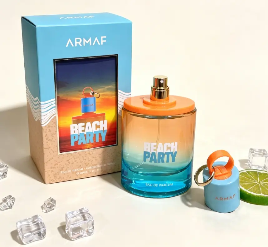 Summer Vacation Unisex Perfume Armaf Beach Party 3.4oz EDP Refreshing Tropical Fruit Sea Salt Fragrance, Ocean Wave Print Gift Box Ideal Gift For Couple Friend Beach Trip Birthday