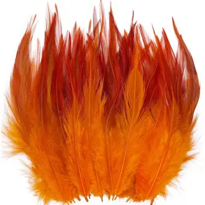 200pcs Orange Feathers for Crafts, 5-7Inch Rooster Saddle Hackle Crafting Feather for Dream Catcher Supplies Wedding Home Party Decoration Earrings DIY Craft