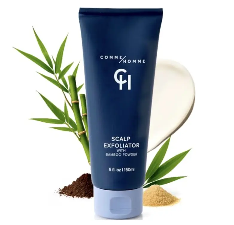 Comme Homme Detoxifying Scalp Exfoliator with Bamboo Powder for Haircare - Unclogs Pores, Removes Dead Skin Cells, Reduces Discoloration & Wrinkles, Softens Skin Texture, Pre-Shave Exfoliator