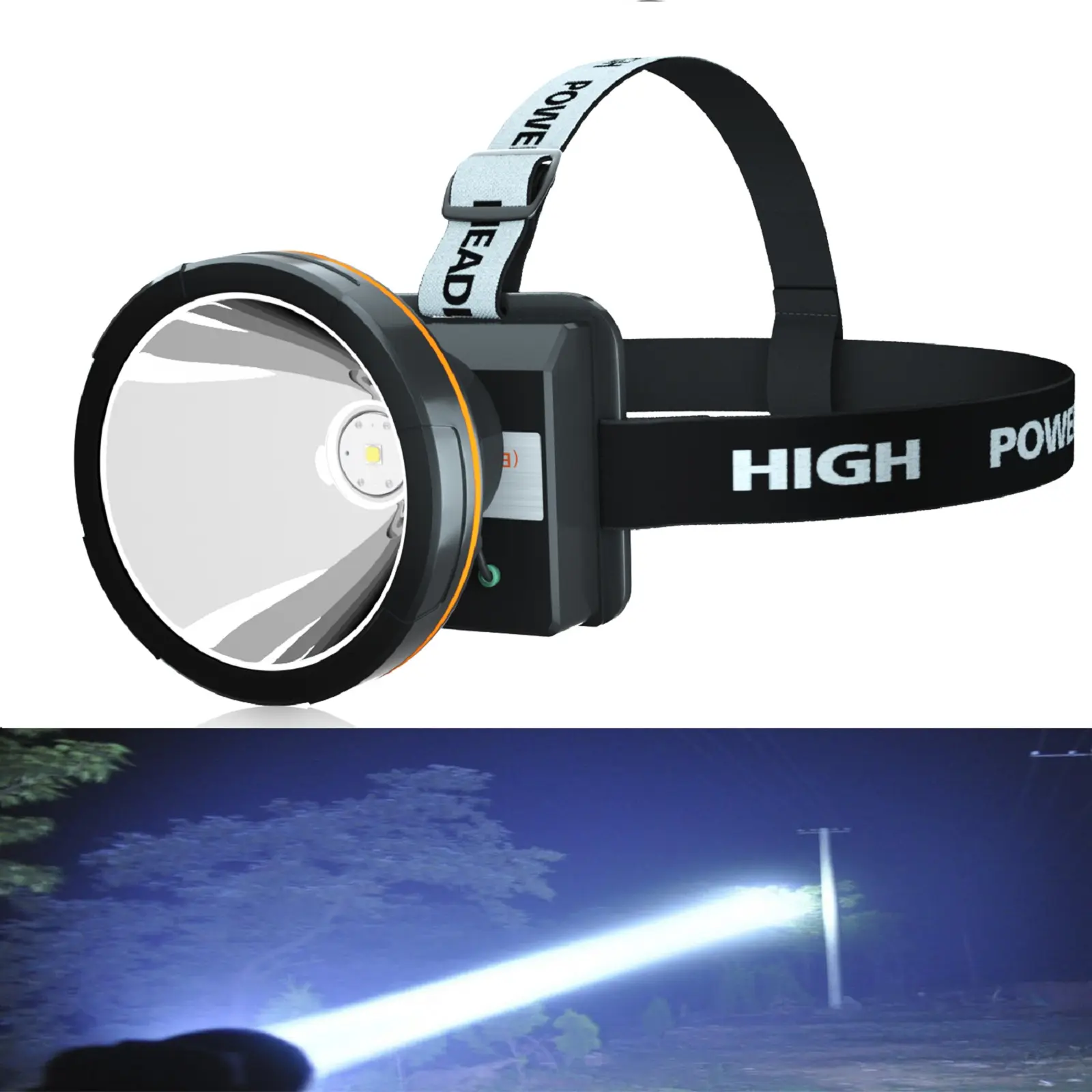 ODEAR Super Bright LED Headlamp, High Lumen Rechargeable Spotlight, IP4 Waterproof Headlight Flashlight for Outdoor Camping and Fishing, Head Lamps Led Rechargeable Super Bright, Adults, Comfortable