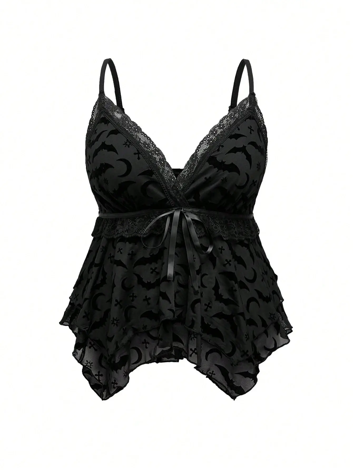 VYNCE Plus Size Halloween Doll Style Cami Top Y2K Aesthetic Babydoll Spaghetti Strap Cute Going Out Party Top