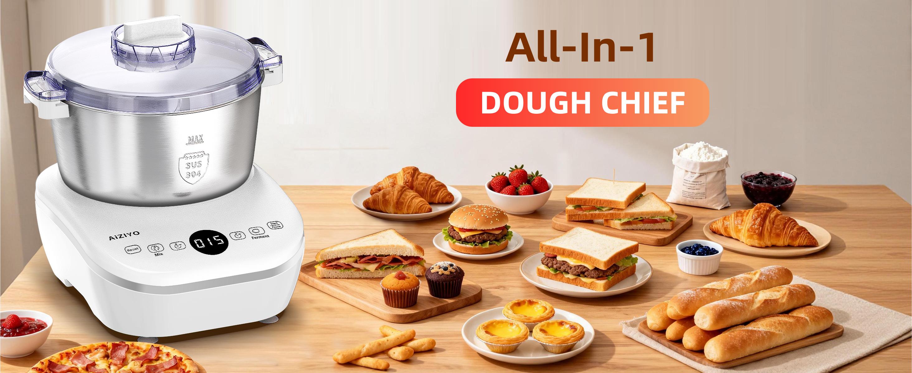 AIZIYO DoughChief 7Qt Electric Dough Mixer with Ferment Function, Dough Maker with 304 Stainless Steel Bowl, Microcomputer Control, Face-up Touch Panel, Easy To Clean for Bread & Pizza