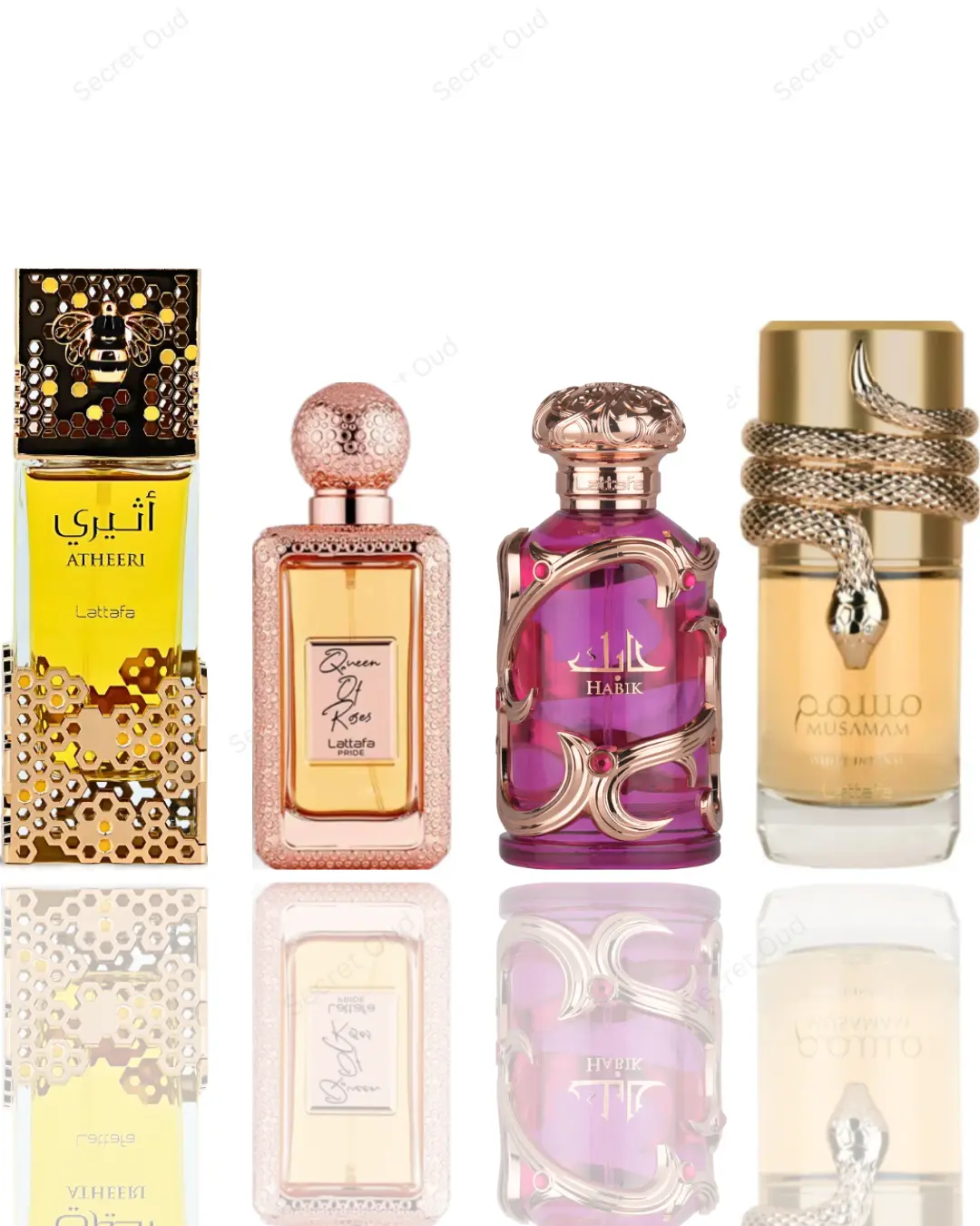 Atheeri + Habik Women + Queen Of Roses + Musamam white -- 4 Piece Bundle