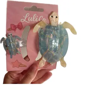 LuliCo Turtle Claw Clip Set - Large & Mini Matching Clips in 4 Colors - Durable Lightweight Ocean Inspired Hair Accessories