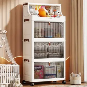 Multi-Layer Plastic Storage Cabinet, Foldable & Portable, Ideal for Bedroom/living Room, Modern Design, Universal Use