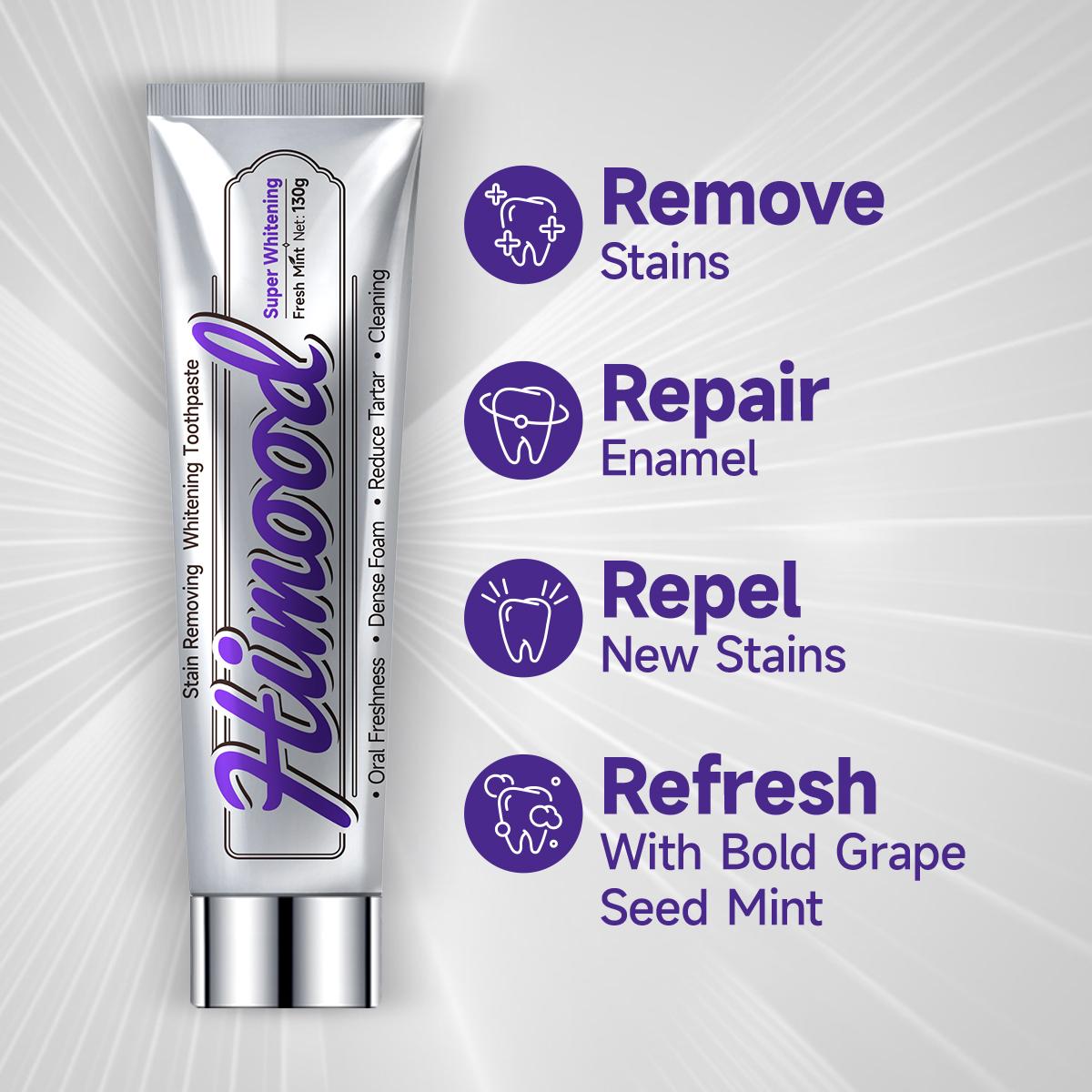 Himood Instant Polishing & Brightening Toothpaste | Reveals Teeth’s Natural Shine with Fluorphlogopite & Grape Seed Extract, Leaves a Smooth, Refreshed Feeling and Noticeable Luster