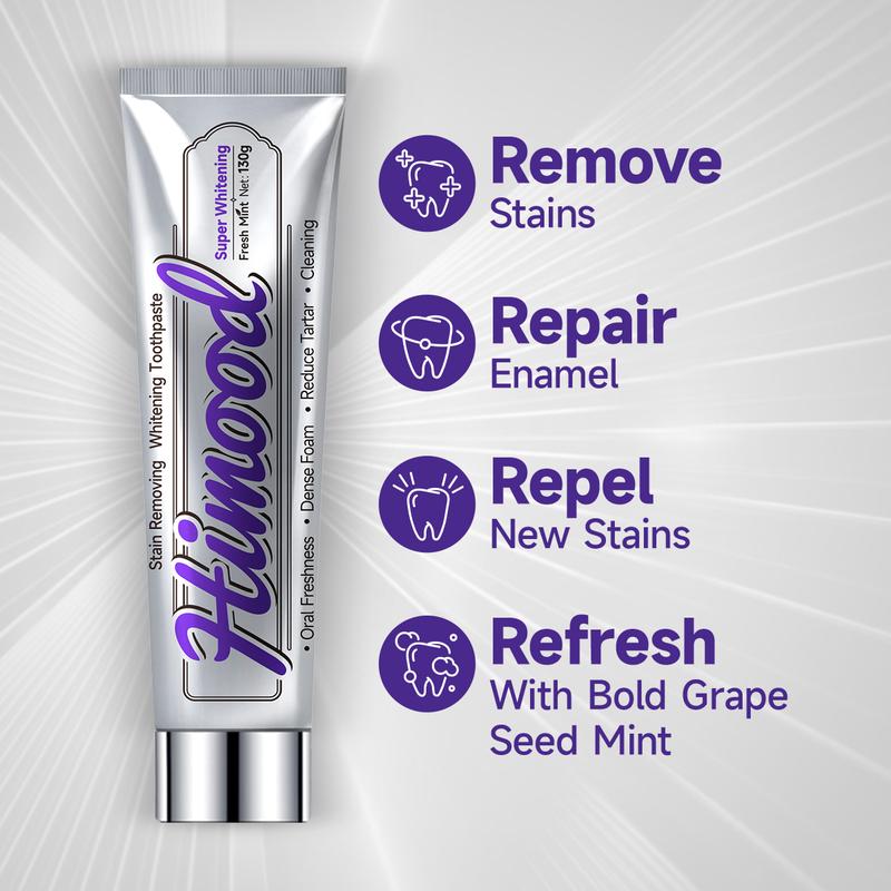 Himood Instant Polishing & Brightening Toothpaste | Reveals Teeth’s Natural Shine with Fluorphlogopite & Grape Seed Extract, Leaves a Smooth, Refreshed Feeling and Noticeable Luster