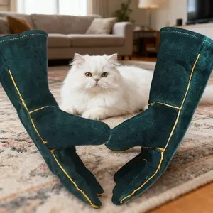 Wear Resistant Scratch Proof Leather Anti Bite Gloves Multi Function Pet Handling Gloves Cat Dog Training Feeding Bird Grip Reptile Handling Gardening Welding Bestseller