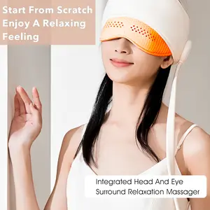 OYAJIA Migraine Relief Cap USB Head Massager with Heat Compression Stress Sleep Aid Adjustable for Men Women Relaxing Integrated Head Eye Surround