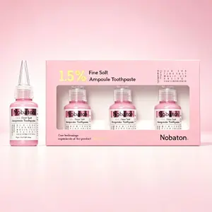 Nobaton 1.5% Pink Salt Ampoule Toothpaste: French mineral salt, Olaflur & fruit acid, 15x stronger than baking soda, whitens while repairing enamel, 35g x3 pack for sensitive teeth & gums.