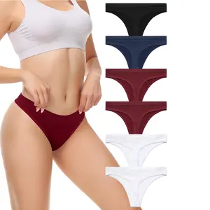 LEVAO Seamless Thongs Multicolor 6 Pack for Women No Show Thong Panties Stretch Soft  Briefs Sexy Underwear