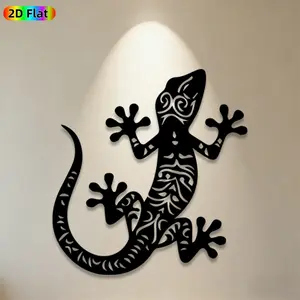 1pc Gecko Metal Wall Art, Intricate Gecko Statue Mural, Ideal Gift for New Year, Easter, Reptile Decor Enthusiasts, Weather-Resistant Metal Wall Decor Wall Sculptures, Perfect for Outdoor Fence & Living Room Wall Reptile Enthusiasts