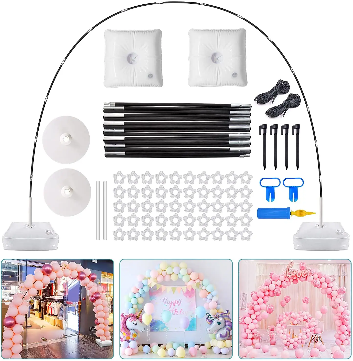 Balloon Arch Kit, 9FT Height & 10FT Width Adjustable Balloon Arch Stand Frame Garland Stand Wedding Baby Shower Birthday Photo Backdrop
