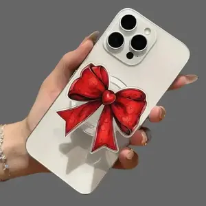 Cute Red Heart Valentine Bow Magsafe Phone Grip, Mangetic Popsocket, E Reader Grip Kindle Accessories, Girly Phone Holder