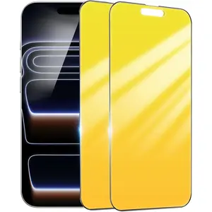 Privacy Screen Protector for iPhone 17 Pro 6.3 Inch with Alignment Frame Anti Spy Tempered Glass Film for iPhone 17Pro Anti Blue Light Gradient Gold Private Glass Case Friendly