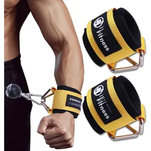 Fitness Wrist Cuffs for  Machines - Heavy Duty Adustable Wrist Straps with 7mm Neoprene Padding for Strength , Pull Exercises, and Forearm Support