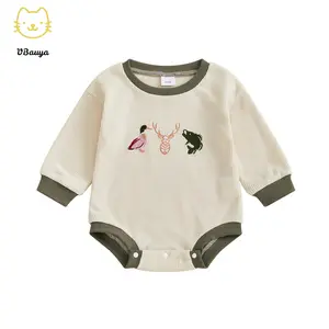 Duck Baby Clothes Duck Reindeer Embroidery Sweatshirt Romper Farm Baby Boy Hunting Outfit Infant Boys Fall Clothes