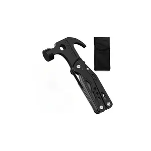 Multitool Hammer 14 in 1 Mini Hammer multitool with Pliers Claw Hammer Multi Tool with Screwdrivers, Multitool Pocket Clip, New Year & Birthday & Father Day Gift (Black)