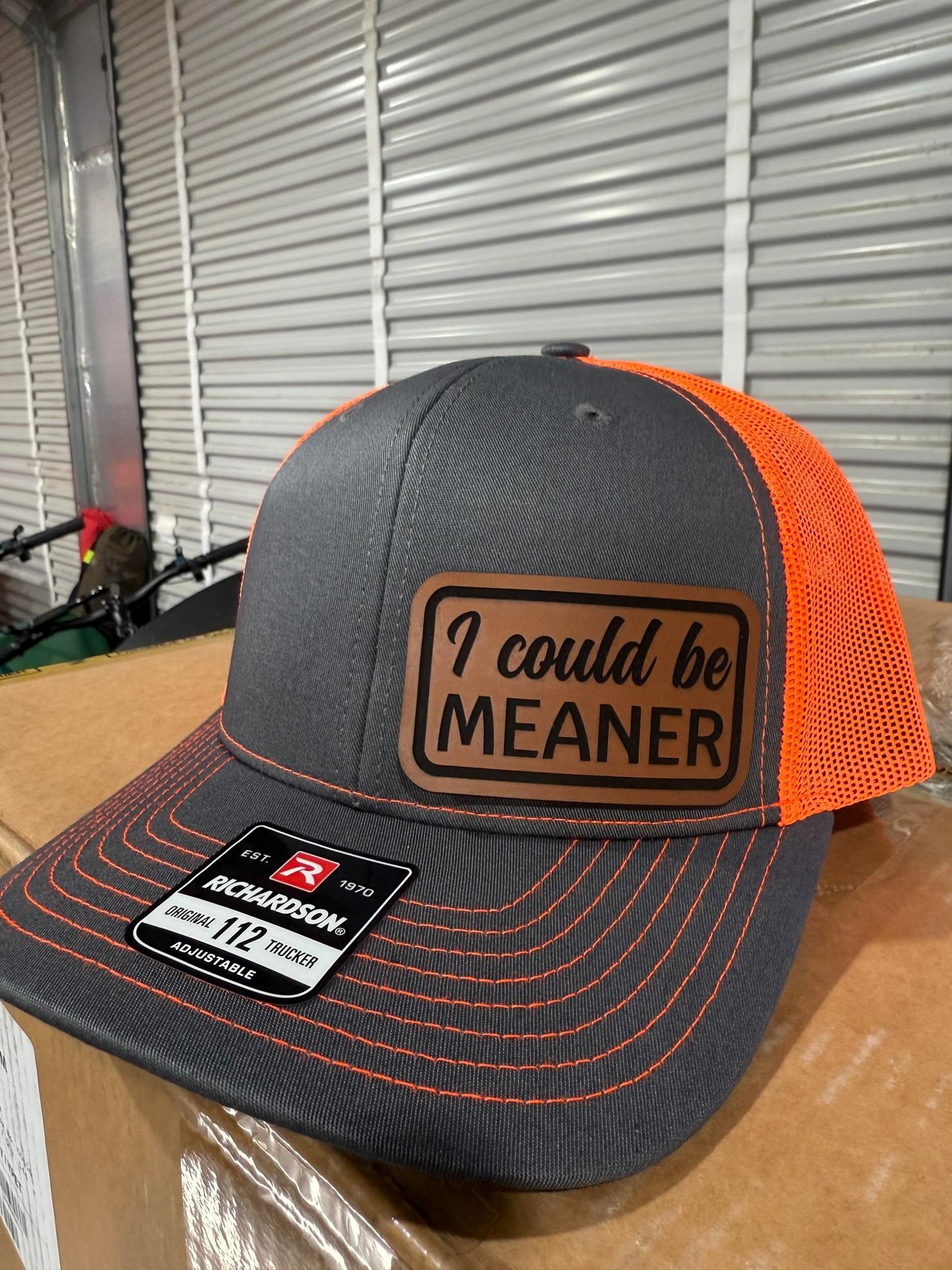 [HOT SALE] Richardson 112 I could be meaner Hat - I Hate Pulling Out Leather Patch Trucker Hat - Richardson 112 Mesh Back Cap - Fishing & Boating Gifts for Men