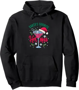 Santa's Favourite Hot Mess xmas holiday Funny Christmas Pullover Hoodie - Angelacarcam Shop 74B0DP261F74