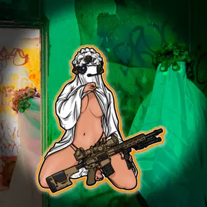 Tactical Ghost Pin Up Sticker - White Sheet Operator with Sniper, Night Vision Goggles Art, Funny Military Meme Decal, Waterproof Vinyl