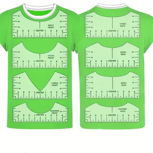 9pcs T-Shirt Ruler Set for Vinyl Alignment, Center Design Template, PVC Measurement Tool, Sewing Accessories for Cricut Heat Press Machine