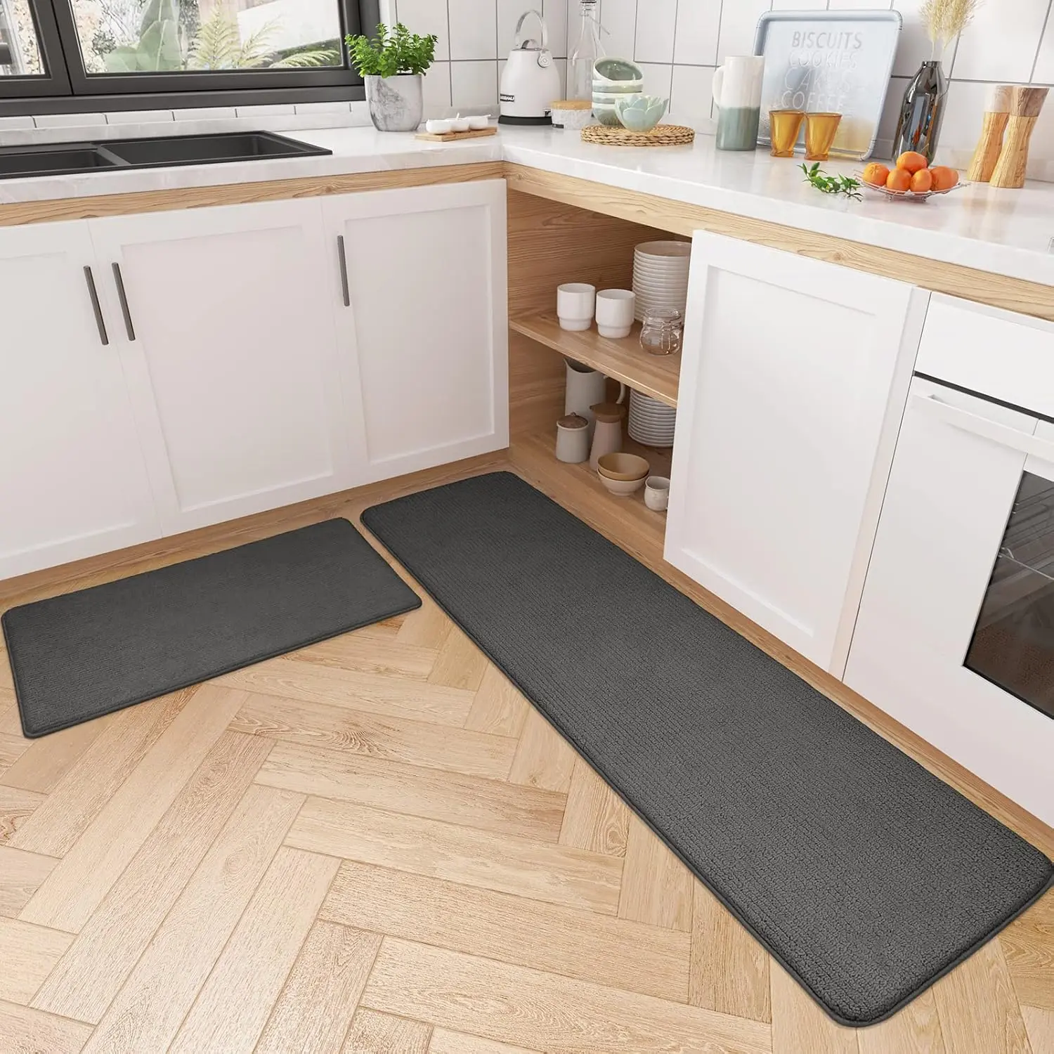 Color G Kitchen Rug Set Kitchen Runner Rugs Non Skid Washable Kitchen Floor Mat for in Front of Sink Absorbent, Black Kitchen Rug  tapetes de cocina