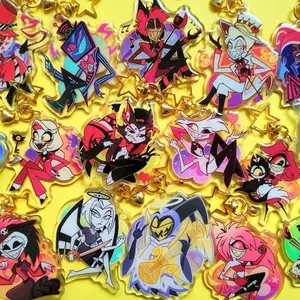 LAST CHANCE! Hazbin Hotel Acrylic Epoxy Keychains Alastor Charlie Vaggie Angel Dust Husk Husker Lucifer Vox Valentino Sr.Pentius Niffty Adam