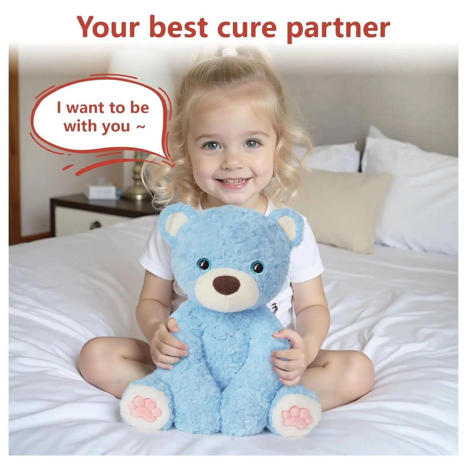 Weighted Stuffed Bear 14 Inch - 3.5lb Blue Teddy Bear for Adults - Large Plush Animal - Anxiety Relief, Sensory Comfort - Birthday, Christmas Gift