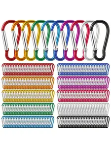 50/100 color small aluminum alloy outdoor hook, suitable for keychains, camping equipment, hiking accessories, travel and fishing, suitable for schools, camping and outdoor travel, sturdy structure, durable and lightweight safety fixator