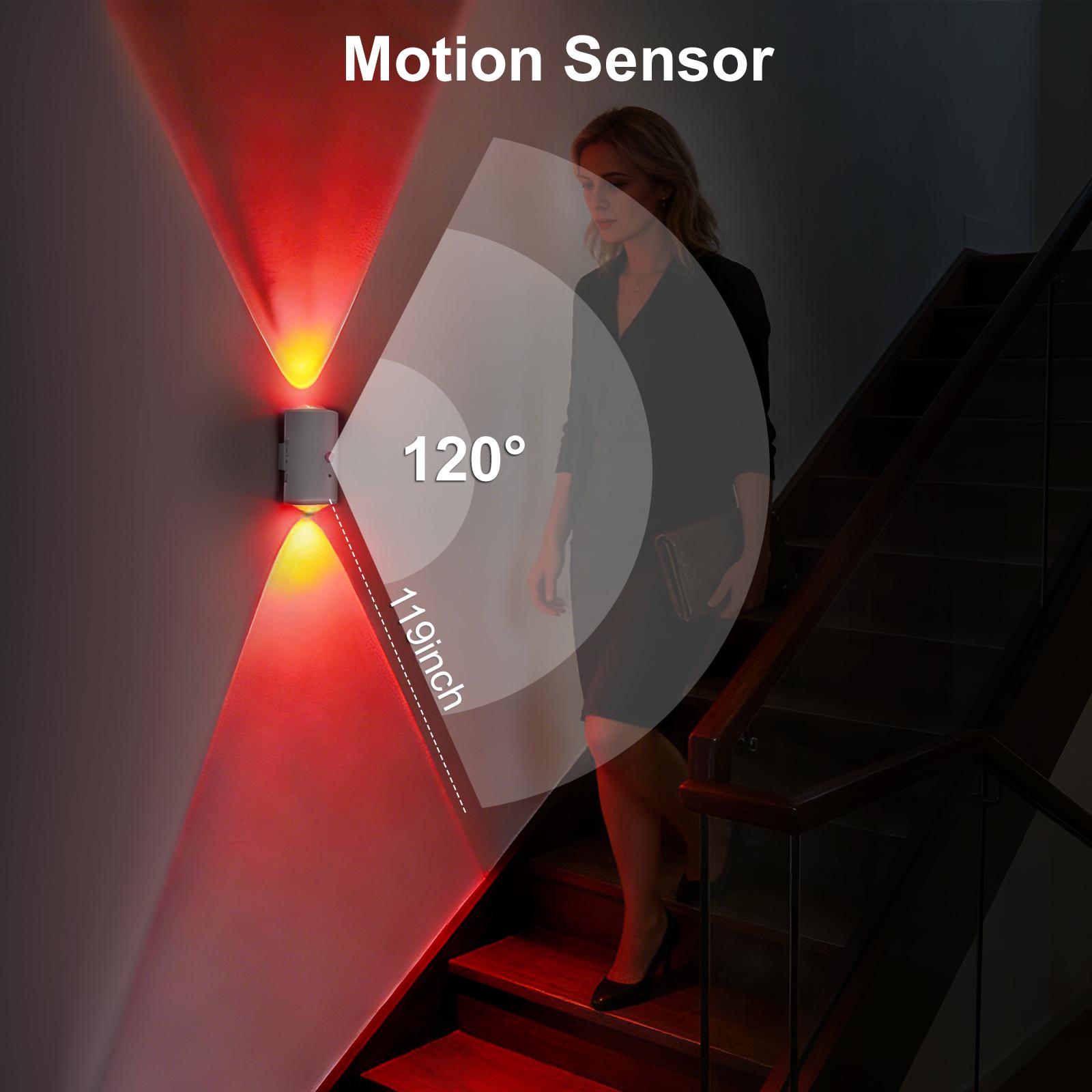 Smart LED Wall Lamp with Motion Sensor - 16 RGB Dynamic Ambient Night Light with Remote, Magnetic & Stick on Design, USB Rechargeable Cordless Projector light, Perfect for Home Decor, Stairs, Hallway, Courtyard Doorway Smart LED Wall Lamp with Motion Sensor - 16 RGB Dynamic Ambient Night Light with Remote, Magnetic & Stick on Design, USB Rechargeable Cordless Projector light, Perfect for Home Decor, Stairs, Hallway, Courtyard Doorway