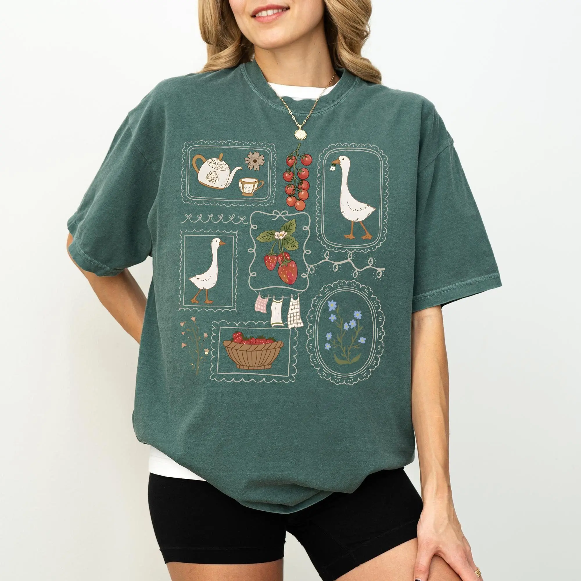 Comfort Colors Cottagecore Goose Shirt, Cute Gardening T-Shirt, Vintage Nature Tee, Aesthetic Spring Summer Shirt, Gift for Her