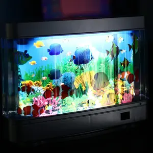 Simulated Fish Aquarium Lamp Artificial Tank with Light Tropical Decorations