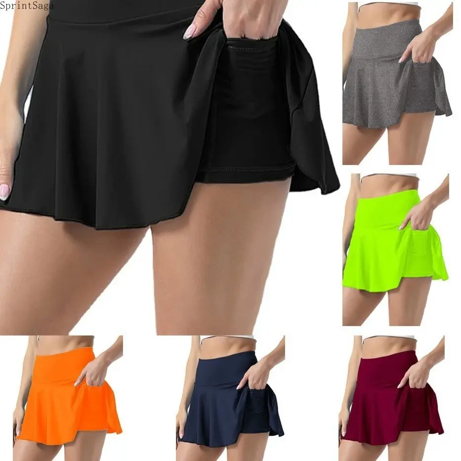 Women's High-Waist Pleated Sporty Sports Skirt - Breathable, Lightweight, High-Elastic Slimming Athletic Skort for Yoga, Gym Workouts, Daily Casual Summer Outfits, Sporty Sports Skirts