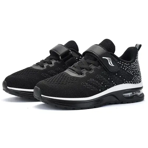 LAMINCOA 11-16 Years Unisex Kids' Athletic Sports Shoes, Knitted Mesh Upper, Adjustable Velcro, Cushion Phylon Sole, Anti Slip All Seasons Outdoor Running Tennis Shoes