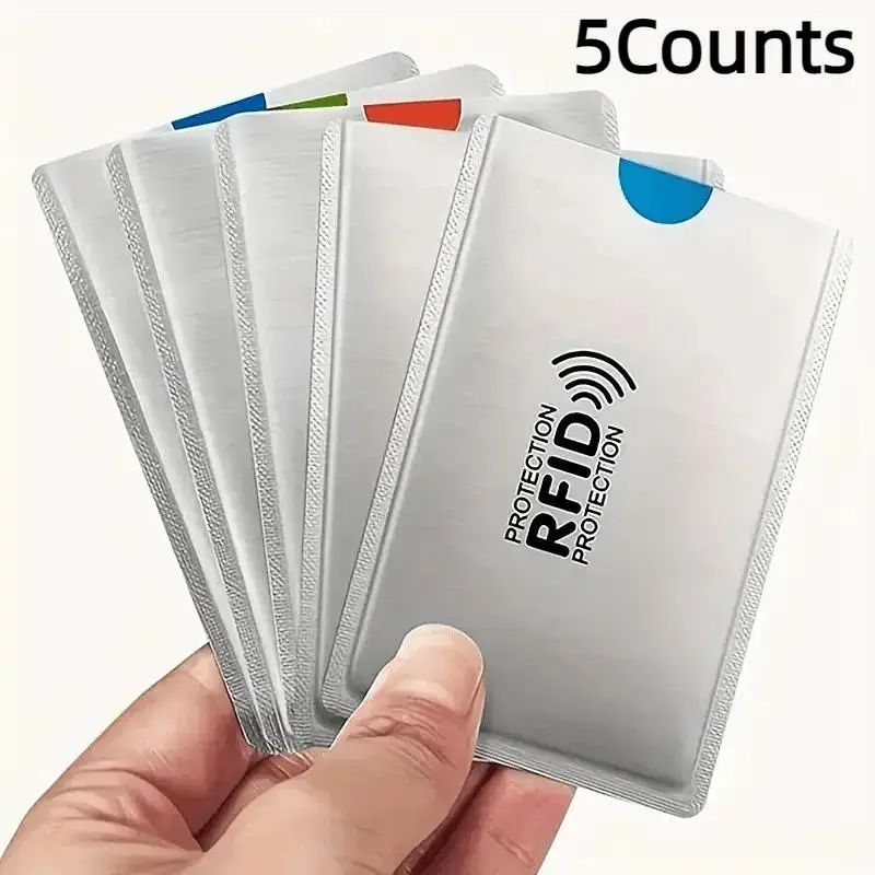 RFID Blocking Card Sleeves, 5 Counts Anti-theft NFC Shielded ID & Credit Card Protectors, Desk Organizer for Home Office, Desk Accessory