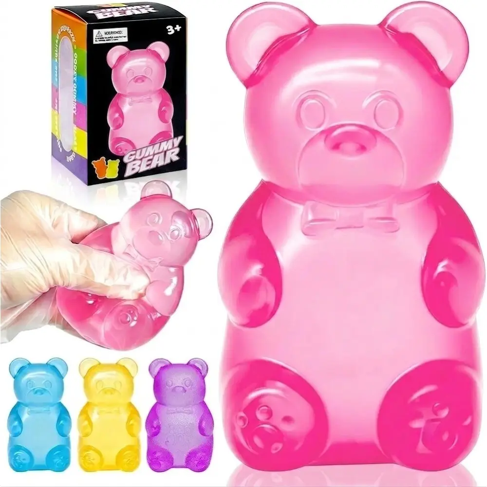 Gummy Bear Squishy Toys Slow Rising Cute Sensory Squeeze Ball for Anxiety Stress Relief Aid Fidget Gadget ASMR Birthday Party Favors Gift for Kids Adults