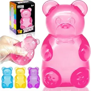 Gummy Bear Squishy Toys Slow Rising Cute Sensory Squeeze Ball for Anxiety Stress Relief Aid Fidget Gadget ASMR Birthday Party Favors Gift for Kids Adults