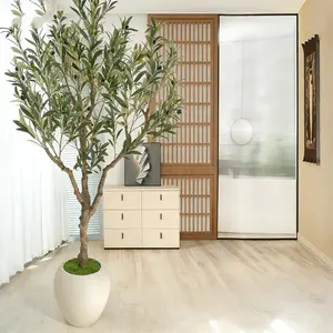 Realistic Artificial Olive Tree with Thick Trunk & Lifelike Fruit – 4/5/6/7FT, Perfect for Home & Office Décor with Round White Pot