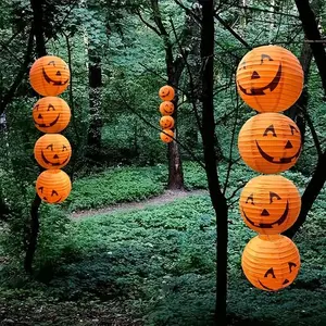 12Pcs Halloween Pumpkin Paper Lantern Halloween Jack Pumpkin Lantern Orange Pumpkin Lantern for Halloween Party Halloween Pumpkin Hanging Paper Lantern for Indoor and Outdoor Decoration Ornaments