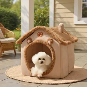 Cozy House-Shaped Winter Pet Bed – Warm, Washable Design for Small Dogs and Cats, Perfect for Teddy Breeds and All-Year Comfort