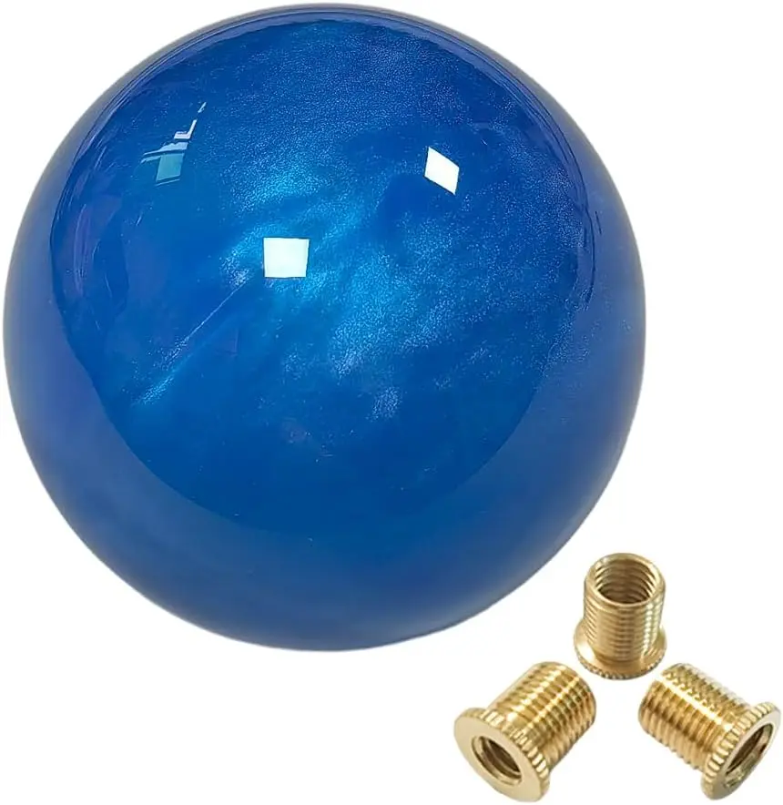 Marble Style Round Ball Gear Shift Knob with 3 Adapters (Ocean Blue) | Suitable For Most Manual Or Automatic Transmissions Without Lock Buttons With 3 Adapters M8x1.25 / M10x1.25 / M10x1.5