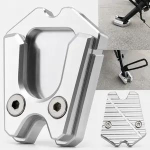 Motorcycle Side Stand Extension Pad Kickstand Enlarger Plate For Vespa Sprint LX GTS GTV Silver