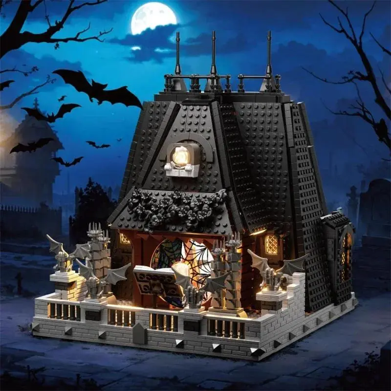 2419pcs Dark Villa Building Blocks Set, Unisex Creative Construction Toy, Halloween Gift Idea, Ideal for Friends & Loved Ones