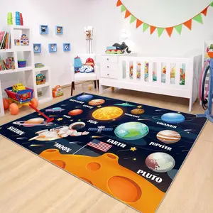 Cartoon Planet Pattern Area Rug, 1 Count Non-slip Soft Floor Mat, Rectangle Home Decorative Carpet for Living Room Bedroom Nursery, Room Decor